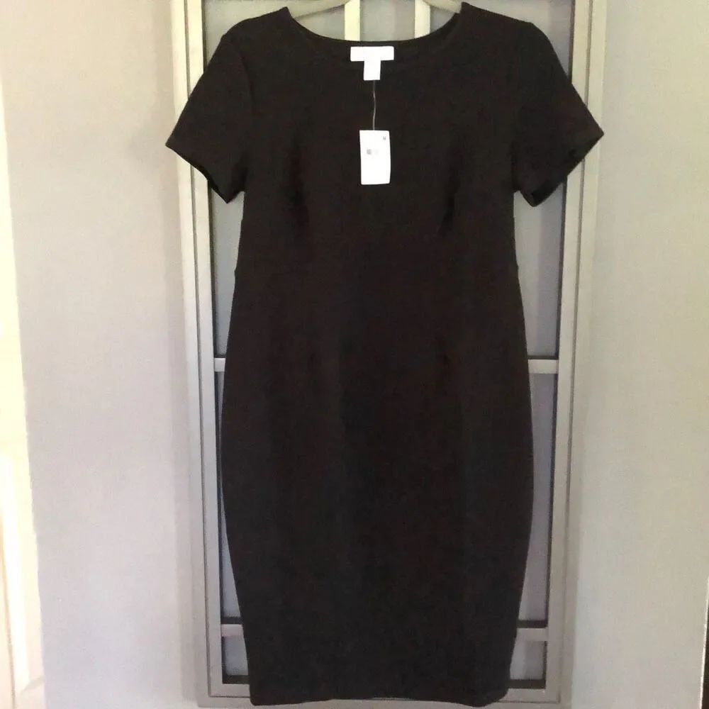 NWT Mothehood Maternity short sleeve little black dress stretch pique M￼